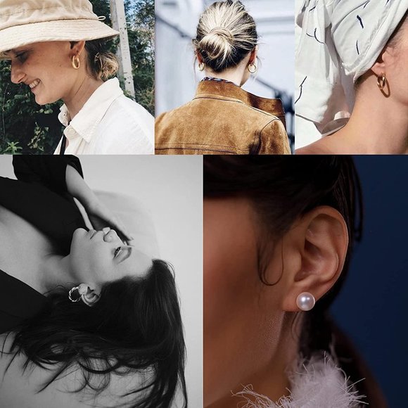 New 36 Pairs Gold Hoop Earrings Set for Women Girls, Fashion Dangle Heart - Picture 5 of 7